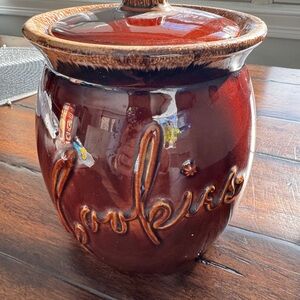 Hull Brown/Red Drip Ceramic Cookie Jar